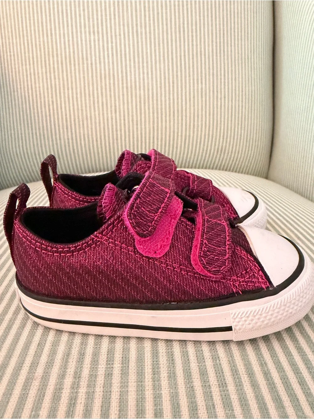 Converse Pink Magenta Velcro Baby Toddler Sneakers - Size 6